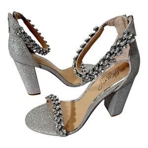 Jewel Badgley Mischka Women's Mayra Rhinestone Silver Evening Sandals Size 6